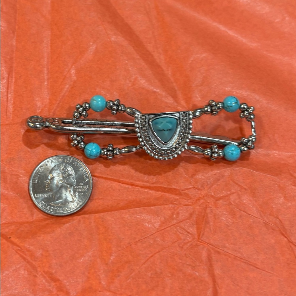 Silver and Turquoise Hair Clip